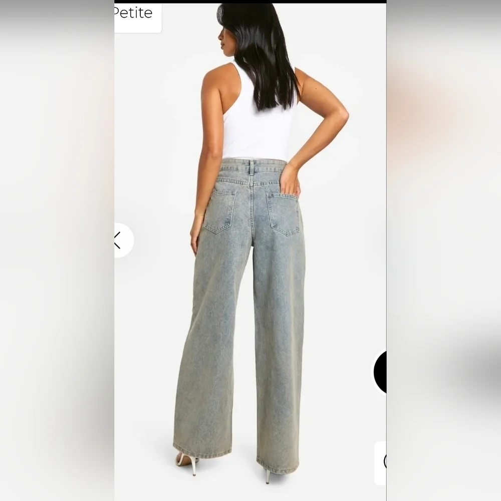 Chic Pearl Embellished Wide Leg Jeans
